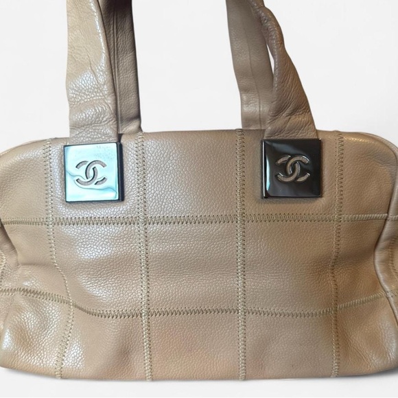 CHANEL Cambon Vintage Tan Bag with Leather Trim - Picture 5 of 6